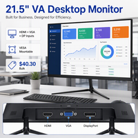 Moniteur d'ordinateur FHD 21,5 pouces OEM d'usine, dalle VA 1080P 60Hz, VGA DP, support VESA, pied métallique, pour bureau et domicile, vente en gros