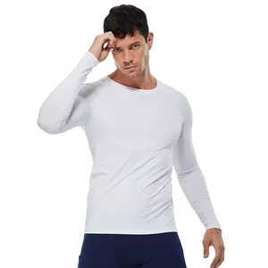 Venta caliente 4 way stretch Sports fleece blanco ropa interior térmica Top camisa para hombres