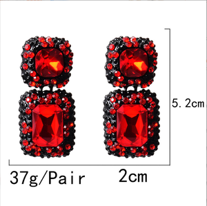 Pendientes de Metal cuadrados con diamantes de imitación brillantes para mujer, aretes colgantes de alta calidad, accesorios de joyería de cristal para mujer - Product Image 6