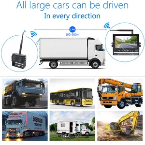 ट्रक के लिए वायरलेस सुरक्षा कार कैमरा सिस्टम 2CH स्प्लिट 7 इंच कार आईपीएस स्क्रीन मॉनिटर नाइट विजन रिवर्स बैकअप कैमरा
