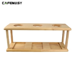 Support à café en bambou pour filtre à café à dégoulinement avec trois trous, support de filtre à café compatible avec <span class=keywords><strong>V60</strong></span> - Product Image 2