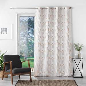 Cortina Jacquard MEDICIS LINE con Ojales, 140x260cm, Algodón Orgánico Natural, Translúcida, con Diseño Geométrico Abstracto - Product Image 1