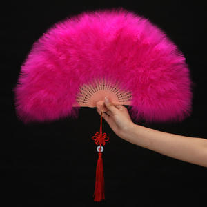 Dance Wedding Accessory Large <strong>Ostrich</strong> <strong>Feather</strong> Hand Fan White Flapper Folding Fan - Product Image 3