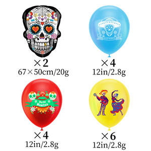 Mexican Day of the Dead Party <b>Decorated</b> with a Latex <b>Balloon</b> Set with a Skull for the Dead - Product Image 2