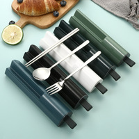 Coréen 304 acier inoxydable couverts cuillère fourchette baguettes trois pièces Portable couverts ensemble étudiant voyage entreprise cadeau