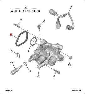 Termostato del liquido di raffreddamento e serbatoio dell'acqua per motore 1.6T, compatibile con Peugeot 208, <span class=keywords><strong>3008</strong></span>, 4008, <span class=keywords><strong>5008</strong></span>, 308CC, codice 9808647180 - Product Image 6