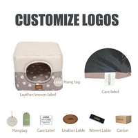 Haute qualité lavable doux auto-chauffant 2 en 1 pliable chat maison cabane chien lits igloo lit avec oreiller rembourré