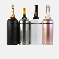 Portable 750ml Champagne Isolateur Double Paroi Isolé Sous Vide Bouteille De Vin Refroidisseur Pas De Glace Nécessaire Vin Refroidisseur Manches