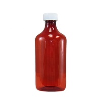 1oz 2oz 3oz 4oz 6oz 8oz 12oz 16oz Bouteille de pharmacie ambrée Bouteille de liquide ovale en plastique PET avec bouchons résistants aux enfants