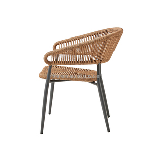 Silla de jardín impermeable para exteriores Silla de mimbre de aluminio Silla de comedor apilable para restaurante Patio - Product Image 2