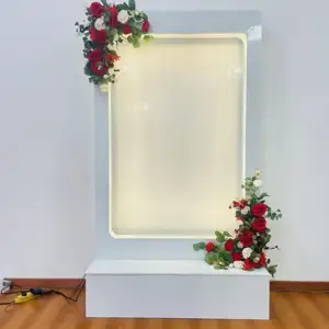 Modern white room divider custom size glass waterfall fountain water curtain panel for indoor hall wedding decoration removable