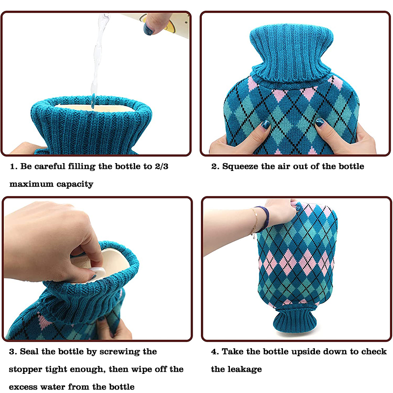 china manufacture hot water bag cheap hand warmer rubber hot water bottle knit cover