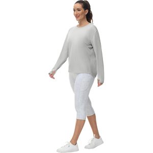Haut de yoga à manches longues pour femme FOXA, col rond, respirant, en spandex et polyester, avec trous pour les pouces, pour l'entraînement - Product Image 4