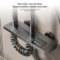 Système de douche thermostatique intelligent en aluminium chromé avec touches piano, barre coulissante, affichage numérique, lumière LED et douchette murale