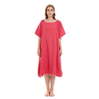 Quick Dry Microfiber Surf Poncho Knitted Bath Robe with Hood for Pool Swim & Beach Solid Color Summer Towel