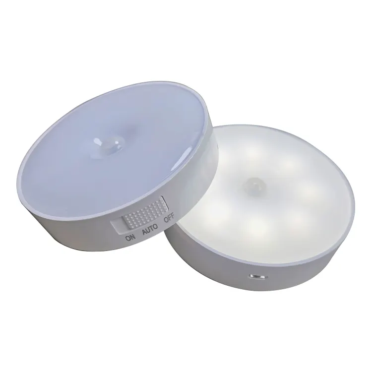 Sensor de movimiento inalámbrico para interiores Led Puck Light 5V alimentado por batería Led magnético gabinete lámpara de armario
