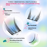 Cils synthétiques faits main en grappe unique segmentée, série Pure Desire Demon Cat, pour usage quotidien, grande capacité, DIY