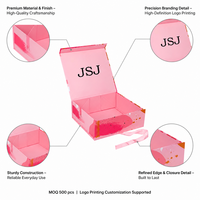 Caja de Regalo Plegable Rosa Pálido de Lujo con Arte Abstracto de Pinceladas para Empaque Creativo Premium y Estuche de Regalo