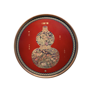 Cuadro Zen de Latón con Forma de Calabaza y Motivos de Aves y Flores, Marco de Madera Maciza con Encaje, Hecho a Mano, para Decoración de Sala de Estar, Escaleras o Paredes - Product Image 3