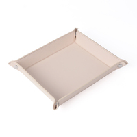 Plateau de valet en cuir personnalisé Plateau de rangement en cuir pliable crème Organisateur de bureau Bijoux de bureau Fourre-tout Plateau en cuir véritable