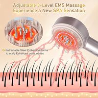 Peigne massant électrique 4 en 1 pour le cuir chevelu avec lumière rouge et applicateur d'huile capillaire, rechargeable, IPX7, brosse de massage pour la croissance des cheveux