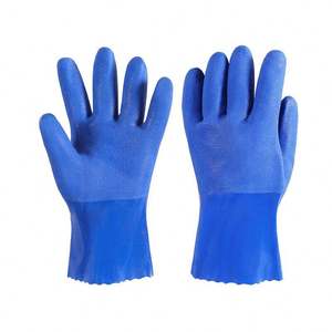 Vente flash - Gants en PVC bleus à pois, résistants aux produits chimiques, imperméables, de protection, <span class=keywords><strong>pour</strong></span> travaux de construction et industriels - Product Image 3