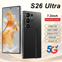 Smartphone 5G S26 ULTRA 2025 16 Go + 1 To, Écran HD 7,3 Pouces 120 Hz, Batterie 8000 mAh, Processeur MTK Deca Core, Charge Rapide 120 W, Android 15 Intelligent
