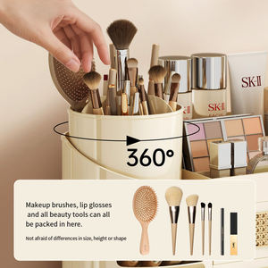 Organizzatore per Trucchi Rotante a 360° <span class=keywords><strong>in</strong></span> Plastica, Contenitore per Cosmetici da Bancone, Vassoio Indipendente con 2 Cassetti - Product Image 1