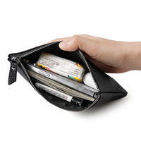 Dompet Panjang Kulit Asli Pabrik untuk Wanita Pria, Dompet Koin Resleting, Tempat Uang, Tempat Kartu Kredit, Tempat Ponsel, Tempat Makeup