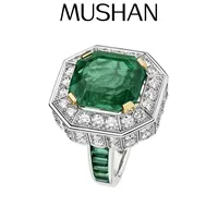 Bague MuShan en argent sterling 925 avec pierres précieuses CZ 5A, diamant à haute teneur en carbone, accessoires de bague en argent sterling 925 raffinés et glamour