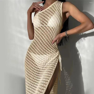 Nouvel ensemble jupe longue tricotée sexy en maille style européen et américain avec découpes pour femme, idéal pour la natation et le <span class=keywords><strong>surf</strong></span> en été - Product Image 1