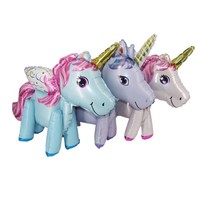 Kit de ballons gonflables 3D licorne en aluminium métallisé - Écologique - Décoration et cadeaux pour anniversaire d'enfants, baby shower, Noël