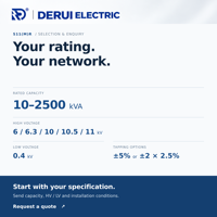Transformateur de distribution immergé dans l'huile DERUI 6-11kV 10-2500kVA S11(M)R, noyau bobiné, entièrement scellé, cuve corruguée, enroulement en cuivre haute tension