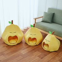 Groothandel Schattige Zachte Pluizige Opvouwbare Wasbare Cartoon Fruitvormige Binnenhuis Katten- & Hondenholle Bed Huisdier Slaapkussen Huis