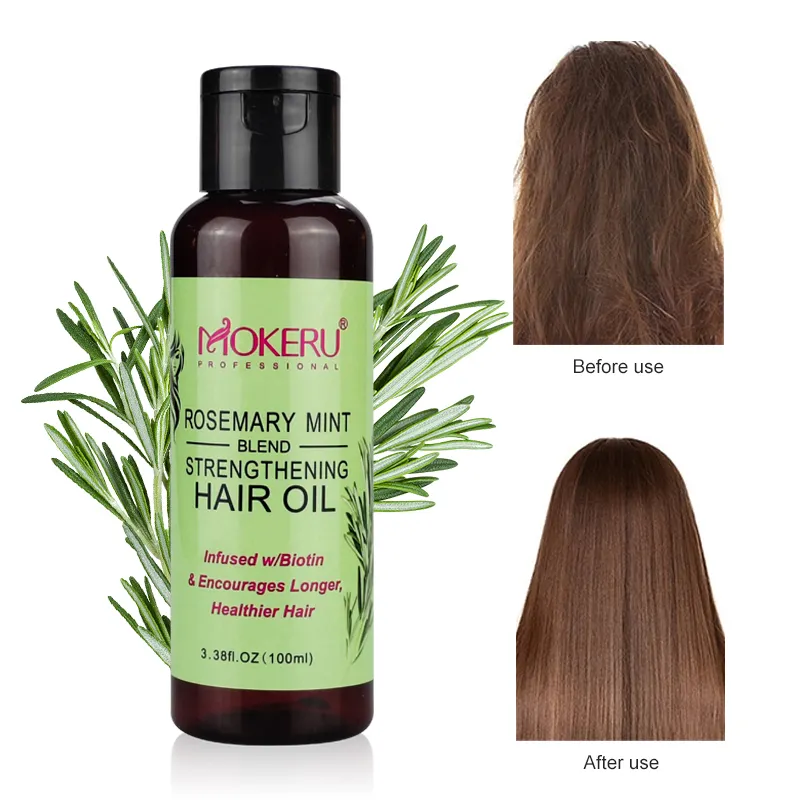 100ml di olio per capelli alla menta di rosmarino MOKERU crescita dei capelli per le donne cuoio capelluto essenziale trattamento organico Anti-perdita di olio per capelli