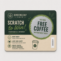 Impresión de Tarjetas Rasca y Gana Personalizadas para Promoción de Cafés y Restaurantes, Boleto de Lotería Personalizado con Código de Barras de Datos Variables