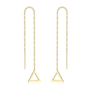 Wholesale Triangle 18K Gold Plated Strip Drop Earrings Pendant Stainless Steel Wedding Party Nice Fashion <b>Jewelry</b> for <b>Women</b> - Product Image 1
