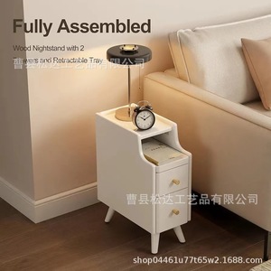 <b>Small</b> bedside table, white ultra-narrow side table, <b>small</b> bedroom bedside storage rack, Nordic minimalist style storage <b>cabinet</b> - Product Image 4