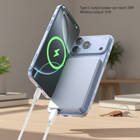 Batterie Li-Polymère Magnétique Personnalisée avec Logo d'Usine, 5000mAh, Power Bank avec Charge Sans Fil, Chargeur Rapide Super Fin