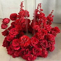 Guirlande de fleurs artificielles blanches de luxe pour arche de mariage, décoration florale suspendue, chemin de table pour événements, couronne de fleurs de cerisier et roses en soie