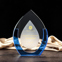 Cadeau d'affaires personnalisé solide momentoes métal cristal verre acrylique trophée blanc avec base en bois trophée en cristal