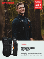 UTOBEST Gilet de Course en Nylon Tendance avec 2 Bouteilles Souples de 500 ml, Respirant, Léger, Résistant à l'Eau et Réglable pour le Trail