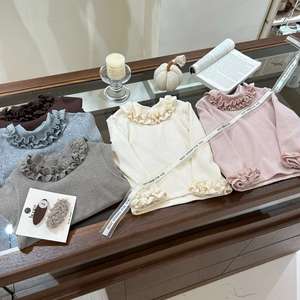Child Star Circle Women's Knit Tops Long Sleeve Ruffled Trim Soft Winter Base Layer With Label Full Sleeve - Product Image 3