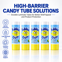 Tube d'emballage personnalisé pour chewing-gum, en aluminium et plastique de qualité alimentaire, avec bouchon à vis, imprimé UV, pour bonbons et snacks, 12,7-35 mm