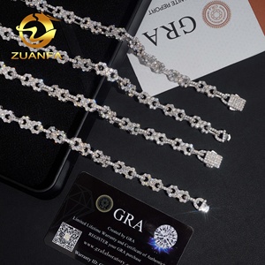 Kalung Rantai tanpa batas Moissanite penguji Berlian Berlian <span class=keywords><strong>Silver</strong></span> Pass 8.5mm 925 produk baru - Product Image 4