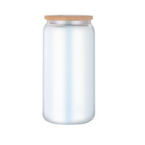 Vaso de vidrio esmerilado con degradado ombré, tapa de bambú con pajita, tarro de vidrio Mason vacío al por mayor para impresión personalizada - Product Image 3