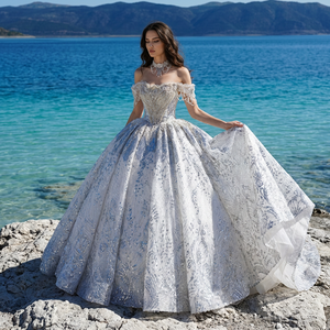 ชุดแต่งงานเจ้าหญิงสไตล์ฝรั่งเศสแบบมินิมอลลิสต์ รุ่น Gt26033 ขายดี แฟชั่นใหม่ล่าสุด ดีไซน์เปิดไหล่ ทรงคอร์ท แบรนด์ Jancember - Product Image 1