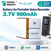Paket Baterai Lithium Ion Isi Ulang 3.7V 900mAh Kustom OEM untuk Perekam Suara Digital Perangkat Perekam Audio Portabel