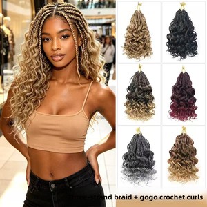Extensions de cheveux tressés à trois brins, ondulations profondes lâches, tresses au crochet pré-étirées, cheveux bouclés teints, plusieurs couleurs - Product Image 1
