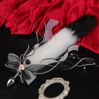InnerBloom Plug anal queue de renard avec nœud, pompon en dentelle et perles, accessoires SM pour cosplay et jeux de rôle, plusieurs couleurs disponibles